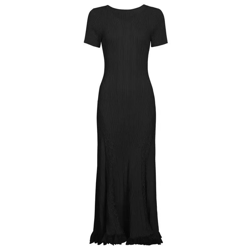 

Summer New Style Knitted Lace Short Sleeve Dress High Waist Fish Tail Gown for Women Fashionable Quality by Nan You