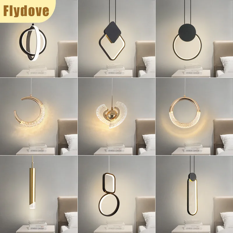 

Nordic Light Luxury LED Long Line Small Pendant Creative Living Room Bedhead Study Corridor Indoor Golden Acrylic Ceiling Light
