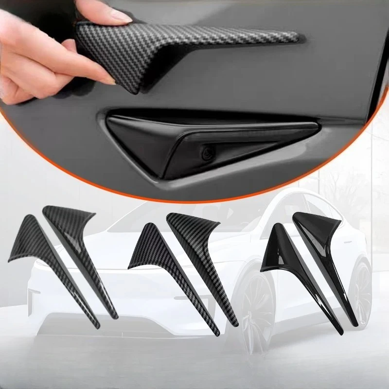 

ABS Carbon Pattern Side Camera Cover For Tesla Model 3 Highland 2024 Model Y Juniper 2025 ABS Leaf Board Sticker Accessories