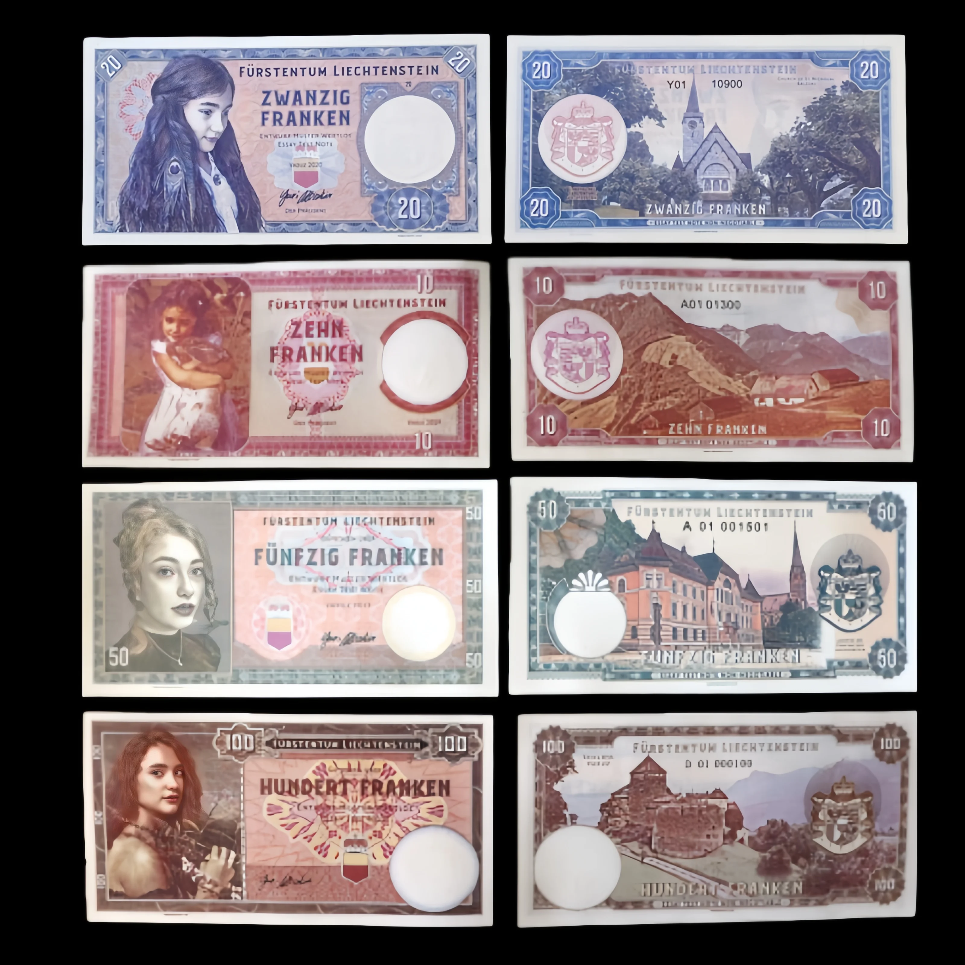 Billete conmemorativo de Liechtenstein, billetes de prueba con protección UV antifalsificación, moneda no circulante, set de regalo de colección
