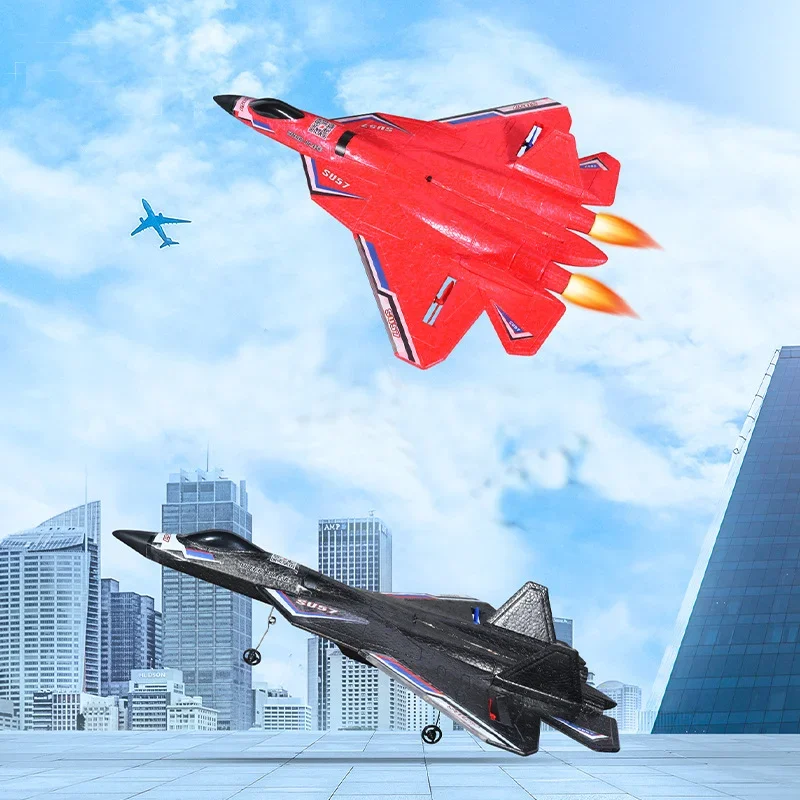 RC Plane SU-57 Radio Controlled Airplane Light Fixed Wing Hand Throwing Foam Electric Remote Control Plane Toy For Children Gift