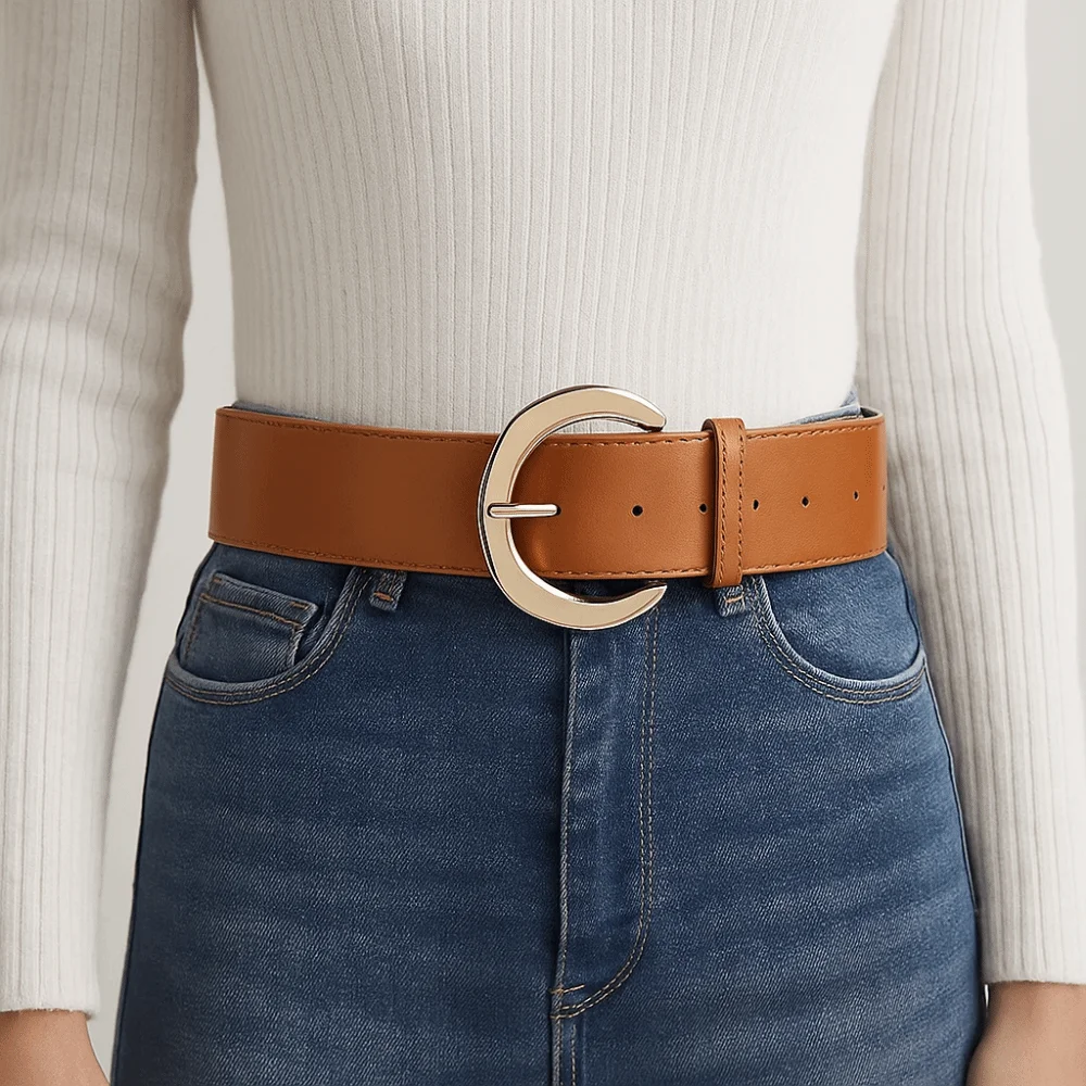 

Retro Suede Women Wide Belt Rivet Metal Buckle Leather Waistband Jeans Girdle Western Cowboy Belt Women