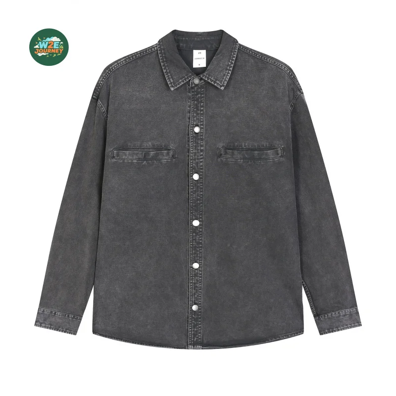 W2EJOURNEY Men'S Clothing 367G Vintage Shirt Trendy Autumn Travel Safari Camp Hiking Outdoor Washed Casual Long Sleeve Shirt