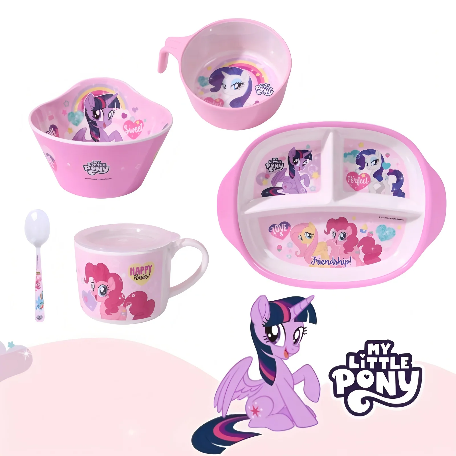 My Little Pony Unzerbrechliches Kinder-Geschirr Lebensmittelechtes Melamin-Geschirr BPA-Frei, Kleinkind-Fütterungsset & Kleinkind-Geschirrset