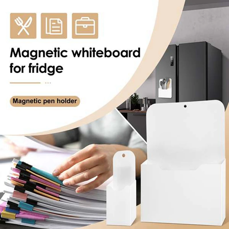 1Set Magnetic Storage Box Whiteboard Pencil Holders School Supplies, Organizer For Fridge, Whiteboard, Magnetic Surface