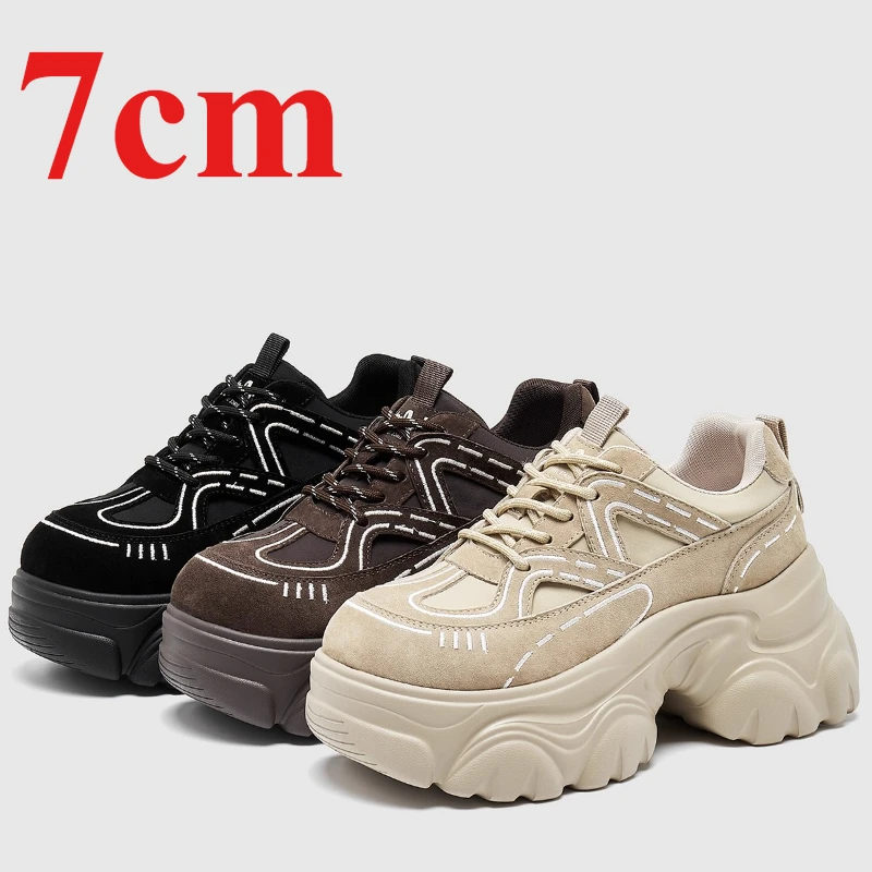 

Легкая женская обувь для папы, уличная дышащая повседневная обувь 7 см, удобная спортивная обувь на толстой подошве, увеличивающая рост