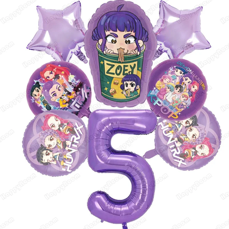 8 قطعة Kpop شيطان الصيادين بالونة عيد ميلاد مجموعة الموسيقى فتاة عدد بالونات ديكور الكرتون لوازم الحفلات استحمام الطفل لعبة هدايا الاطفال #6