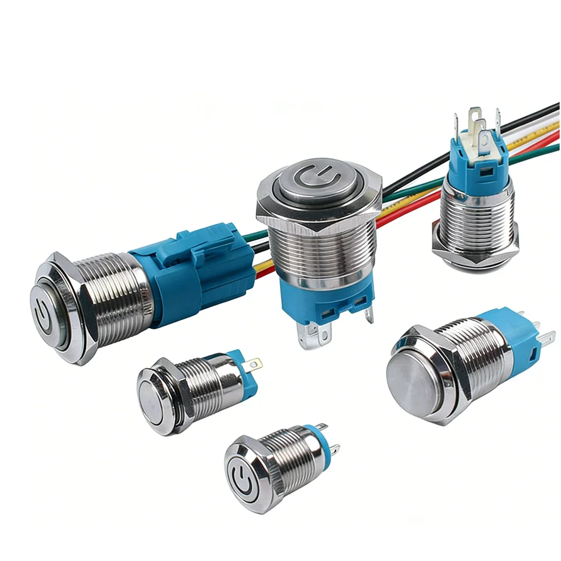 1PCS 19mm Metal Push Button Switch Momentary/Latching Convex Head Led Light Red Yellow Blue Green White 12V 24V 220V