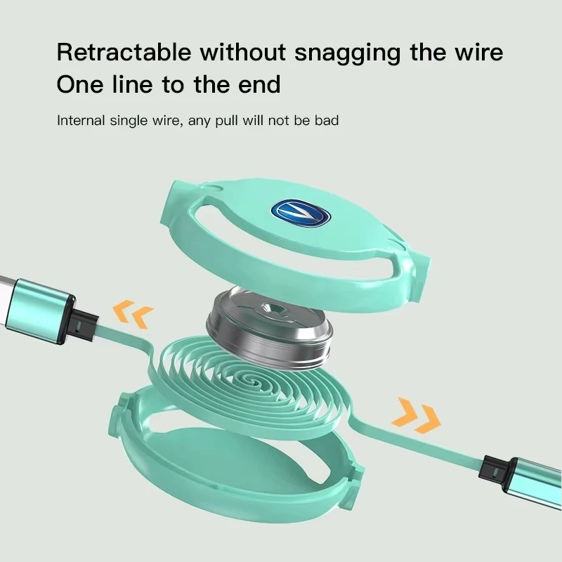 Retractable 3‑in‑1 Fast Charging Car Data Cable Multi‑Phone Charging Cord For Changan UNI‑V UNI‑T CS75 Plus CS55 Plus Deepal S07