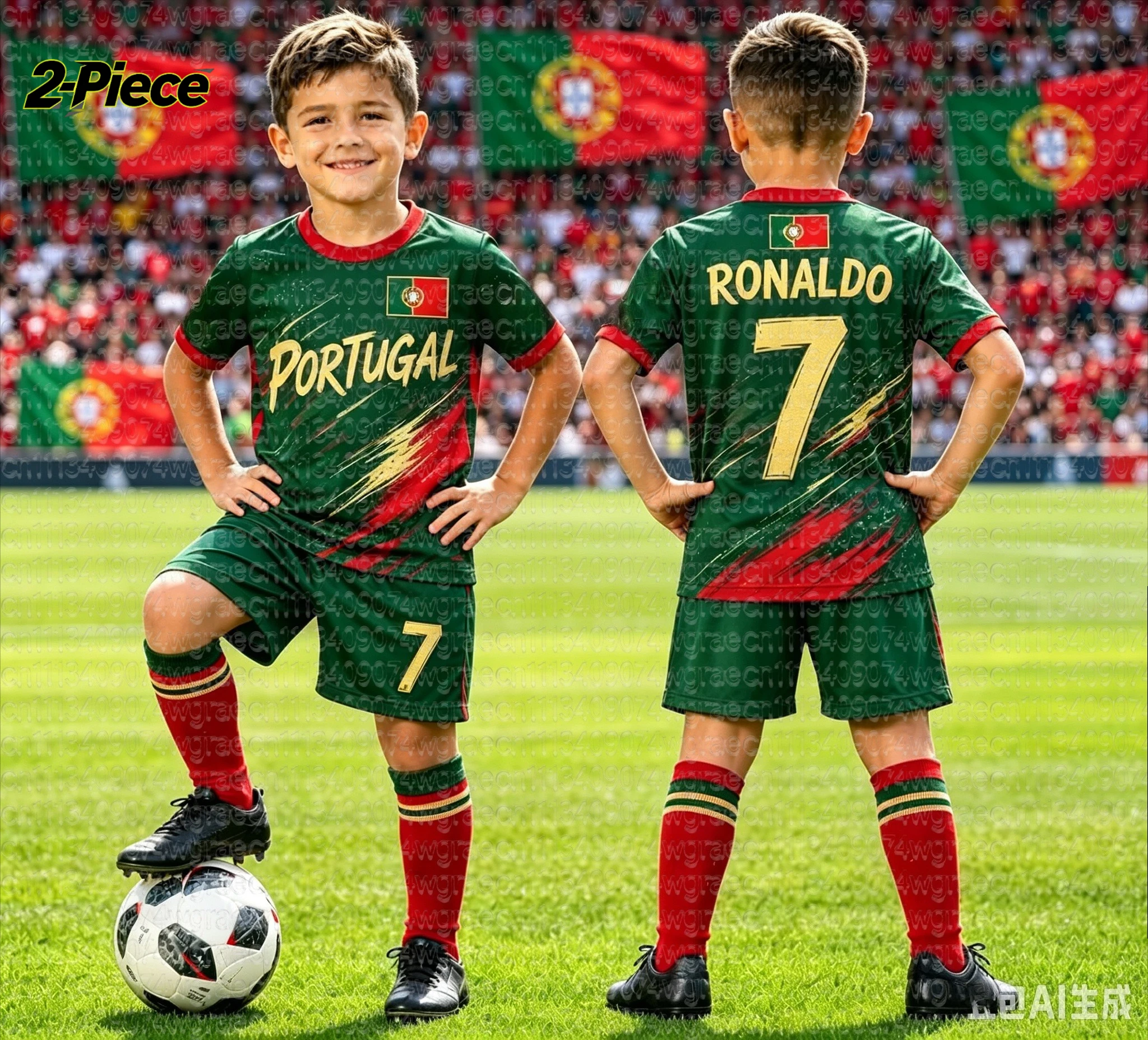 26/27 Special Ronaldo No.7 Football Jersey Tee Shorts Set, Single Top Available,Kids PORTUGAL Fans Shirt Tracksuit 2 Piece Set