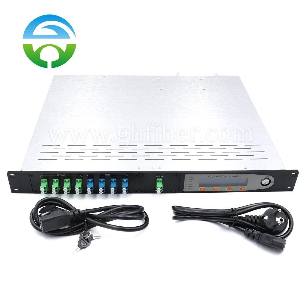 1550nm CATV Optical Amplifer 8x22dBm Build-in Switch 2in 1out LC/SC Dual Power Supply EDFA