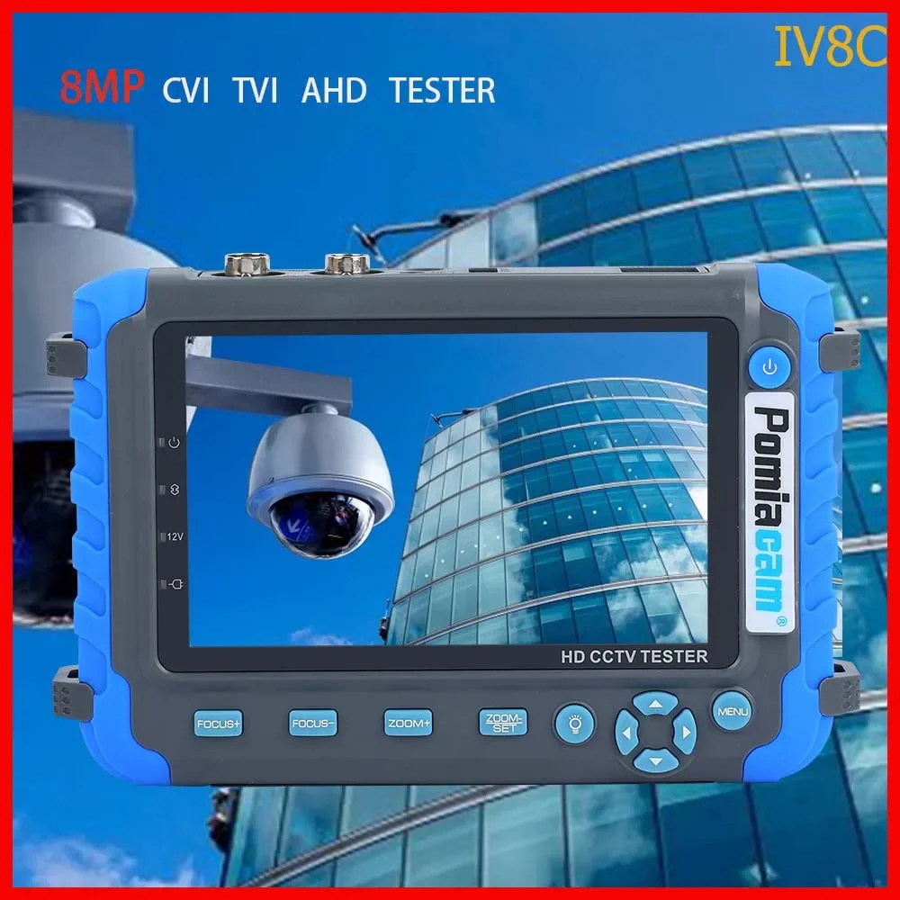 

IV8C CCTV Tester Monitor 5.0 Inch Wrist Coaxial 4-in-1 Camera Tester 8MP AHD/TVI/CVI Tester Monitor Video Test/PTZ Control/12V