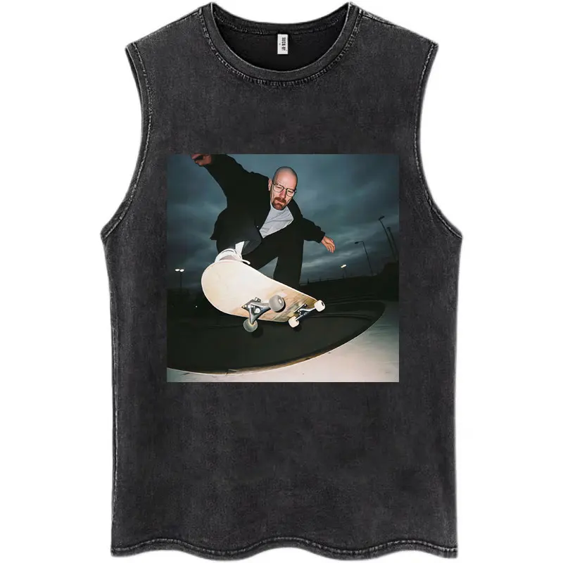 TV Breaking Bad Heisenberg Graphic Wash Tank Tops Men Women Vintage O-Neck Sleeveless T-Shirt Oversized Cotton Vests Streetwear