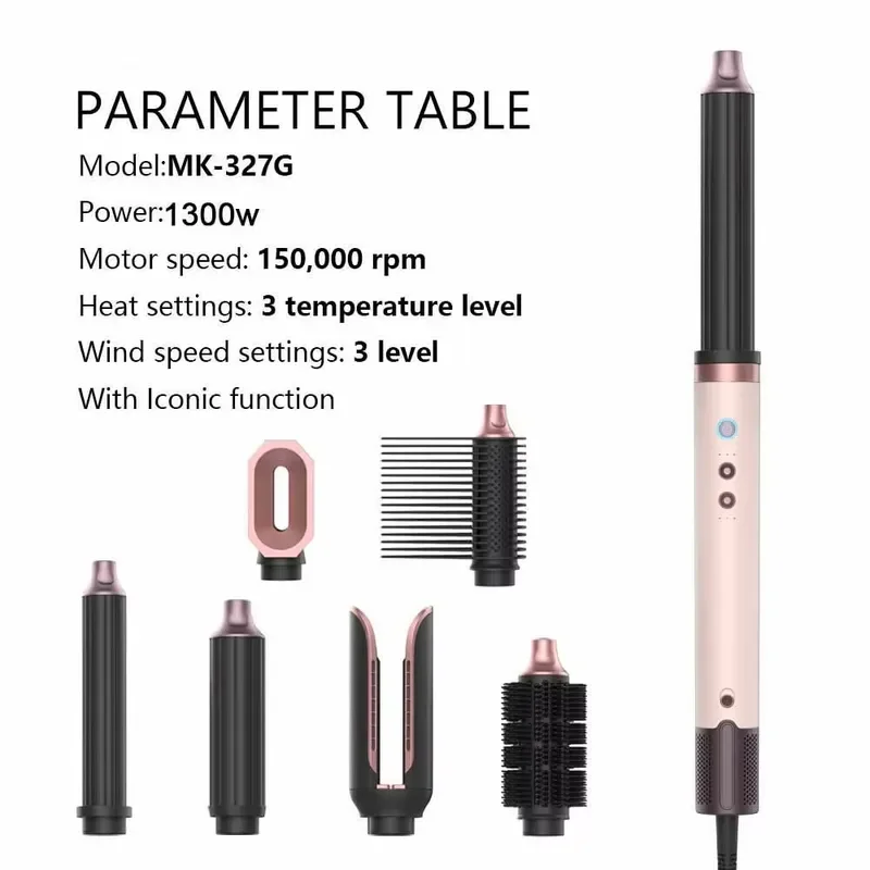 Mesky Professional Hair Dryer Brush 1300W 150,000 RPM Removable Hot air Comb with 3 Heat/Speed Settings