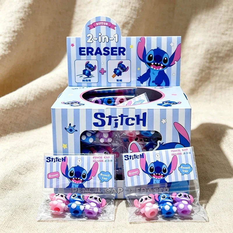 3Pcs Stitch Eraser Set, Lilo & Stitch Cartoon Pencil Caps, 3 Colors Cute Stationery, Back To School Gift For Students