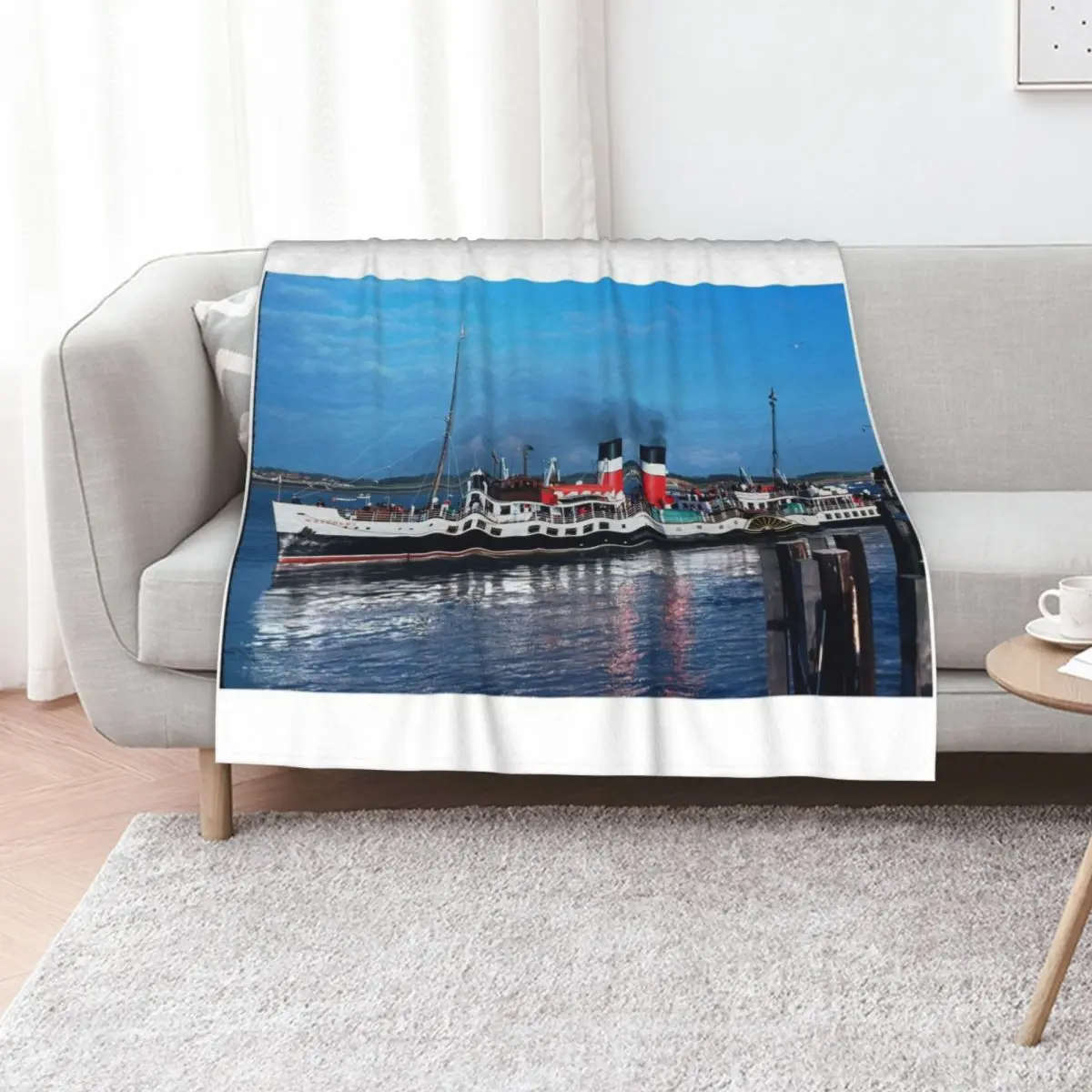 The paddle steamer Waverley at Fleetwood Throw Blanket Retros Hairys Plush Decorative Sofa wednesday Hair Blankets