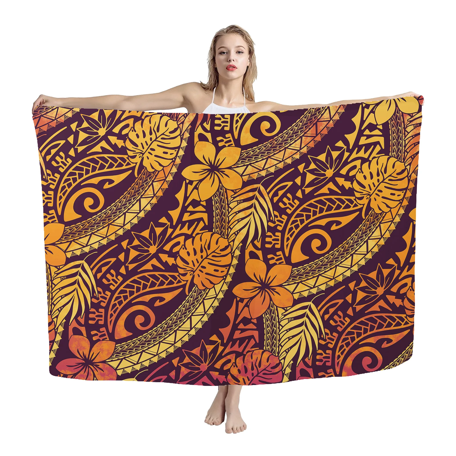 Summer Custom Sarong Rugby Team LOGO Polynesian Tribes Print Multi Wear Beach Sarong Swimsuit Wrap Lavalava Sarong Men Cover