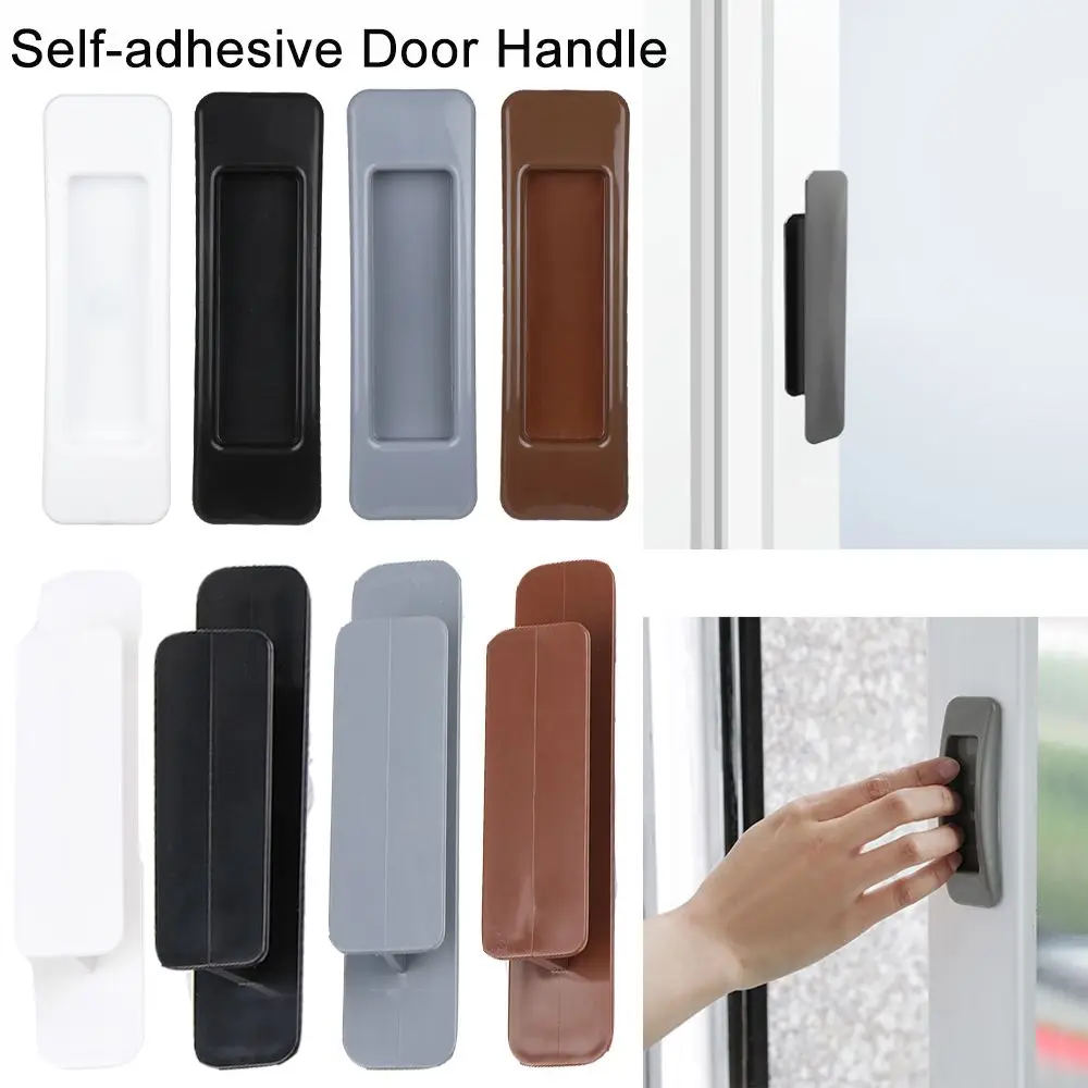 2Pcs Window Cabinet Drawer Organizer Wardrobe Handle Self-adhesive Door Handle Paste Open Sliding Door Knob Auxiliary Device