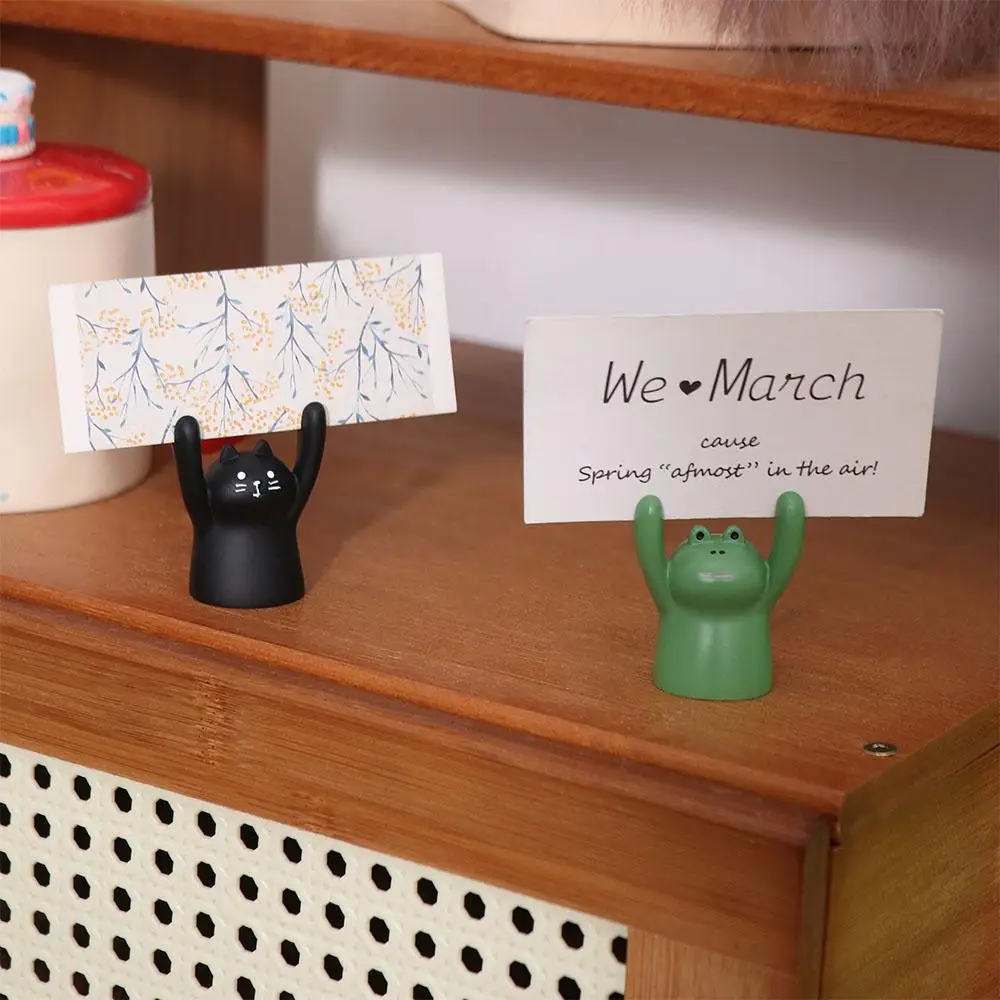 

Cute Messege Desktop Memo Clip Holder Picture Resin Hand Raising Card Clip Display Stand Frog Photo Stander Clip Office