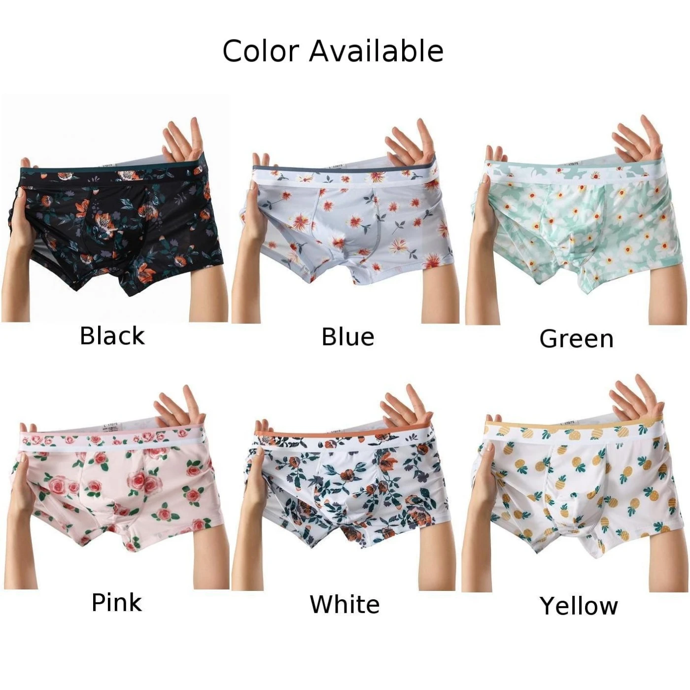 Mens Low Waist Pouch Briefs Flowers Printed Panties Thin Breathable Underwear Seamless Elastic Trunks Hombre Jockstrap