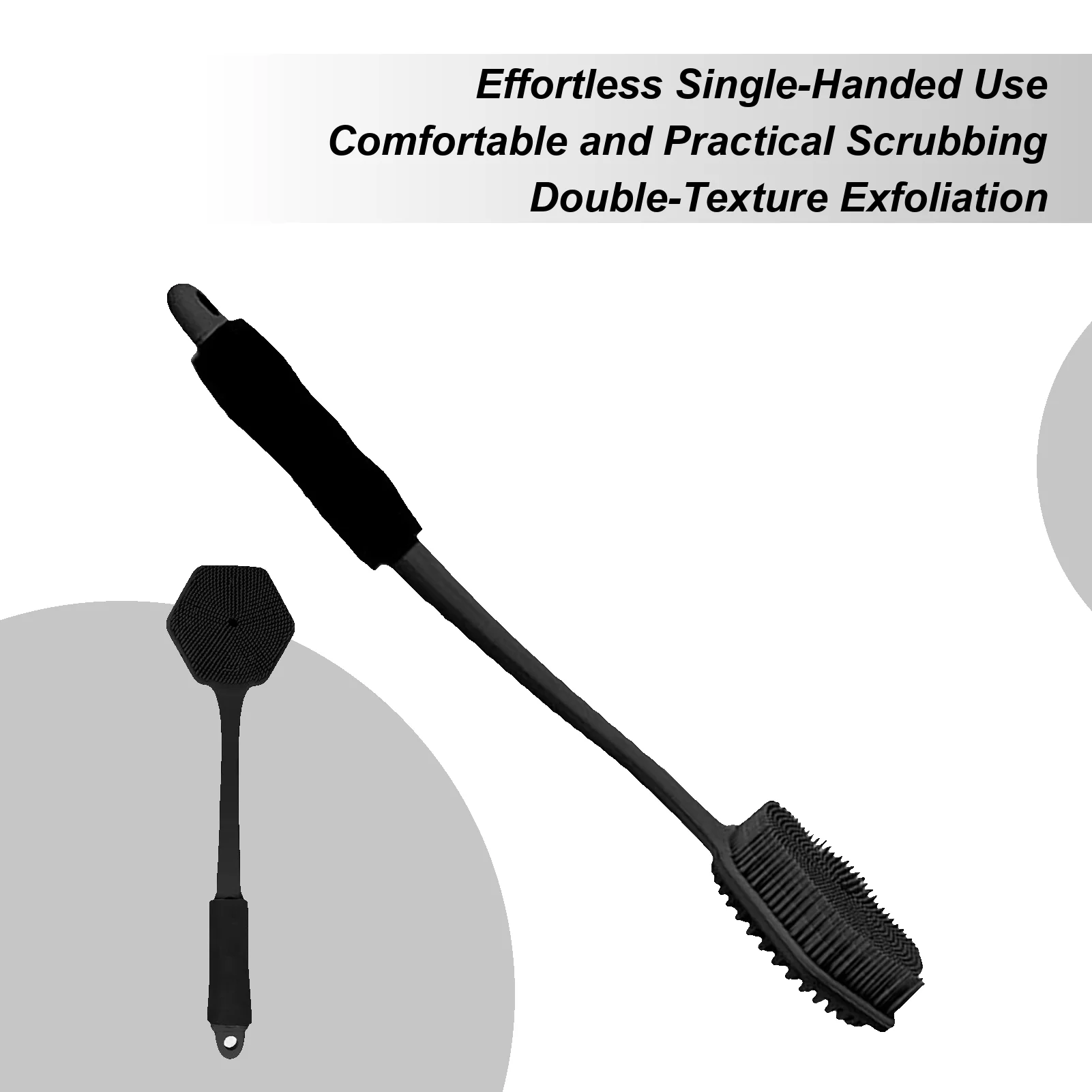 

Скруббер для спины для душа Силиконовый скребок для спины для душа Ванна Щетка для тела с длинной ручкой Скраб для купания Массажный инструмент для мужчин