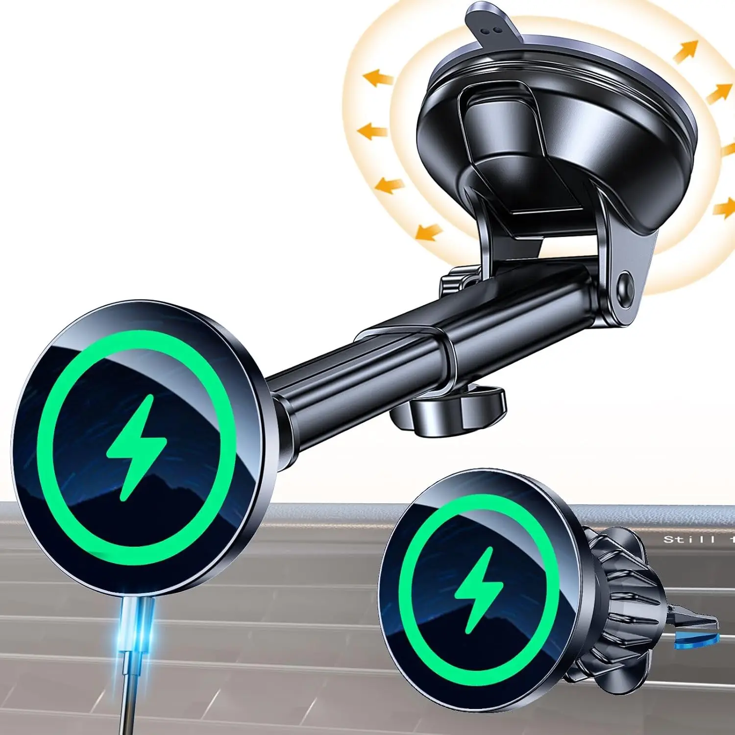 

Magnetic Car Mount Charger for iPhone 17/16/15 - Windshield, Vent & Dash Holder with Ultra Magnet