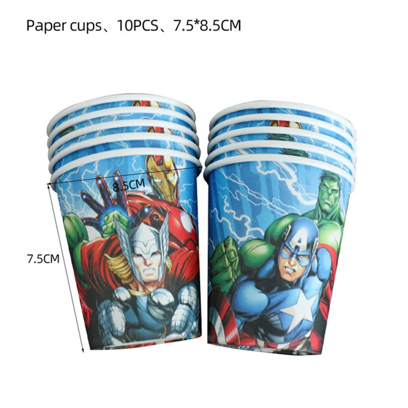 Marvel Avenger SuperHero Theme Supplies Birthday Party Decorations The Avengers Tableware Tablecloth Plates Paper Cup Napkins