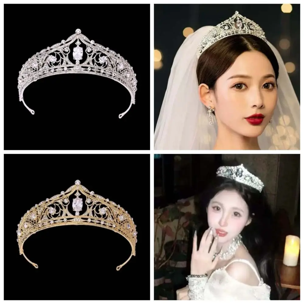 

Vintage Bride Silver Crown Elegant Antique Bronze Crown Hair Accessory Hair Ornaments Alloy Princess Rhinestone Tiara