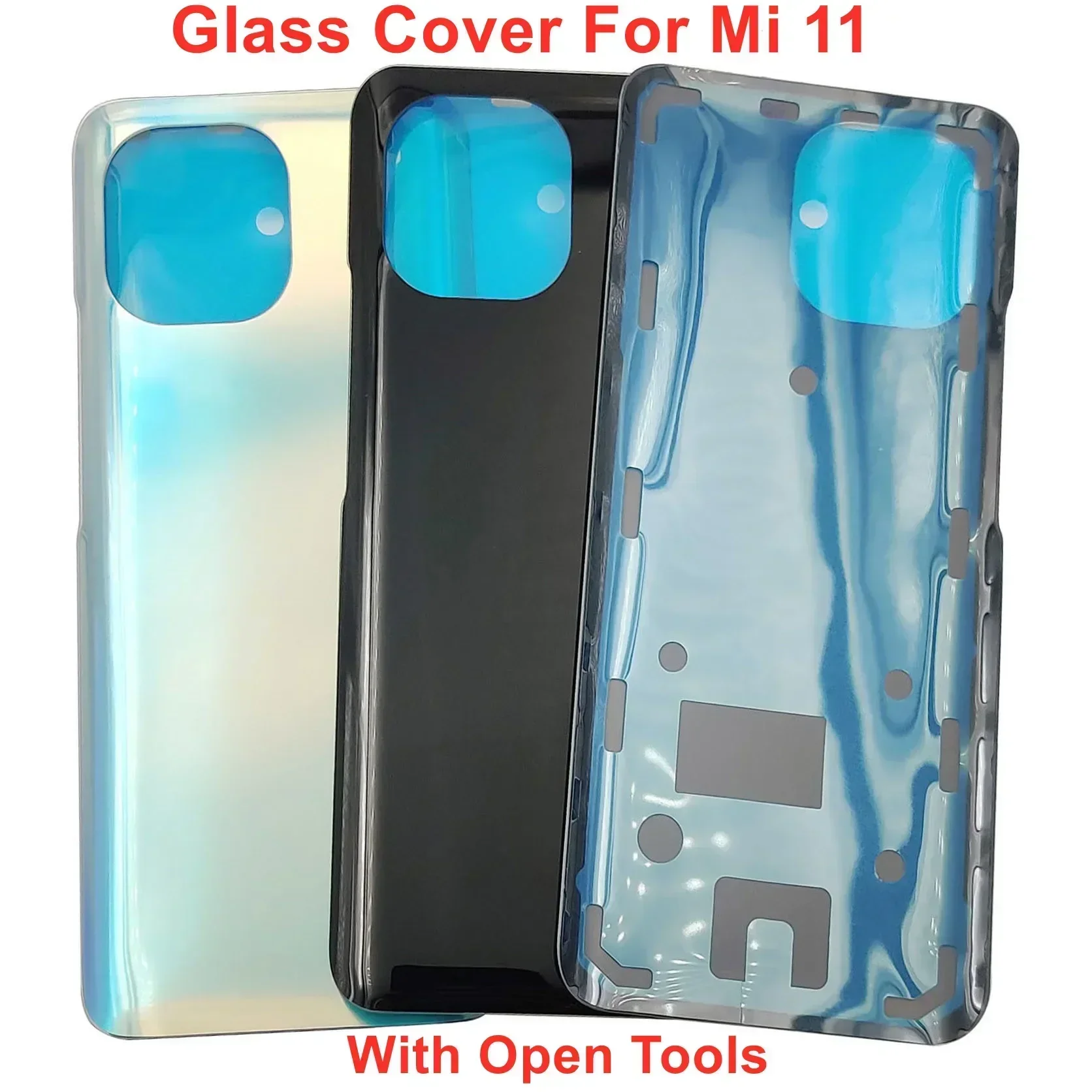 Glass Back Lid Door For Xiaomi Mi 11 5G Hard Battery Cover Rear Housing Panel Case Shell + Sticker Adhesive