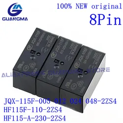 10PCS Relays JQX-115F-005 012 024 048 2ZS4  8A 250V ac 8Pin HF115F-110-2ZS4  JQX HF DC5V 12V 24V 48V 110V 230V HF115-A-230-2ZS4