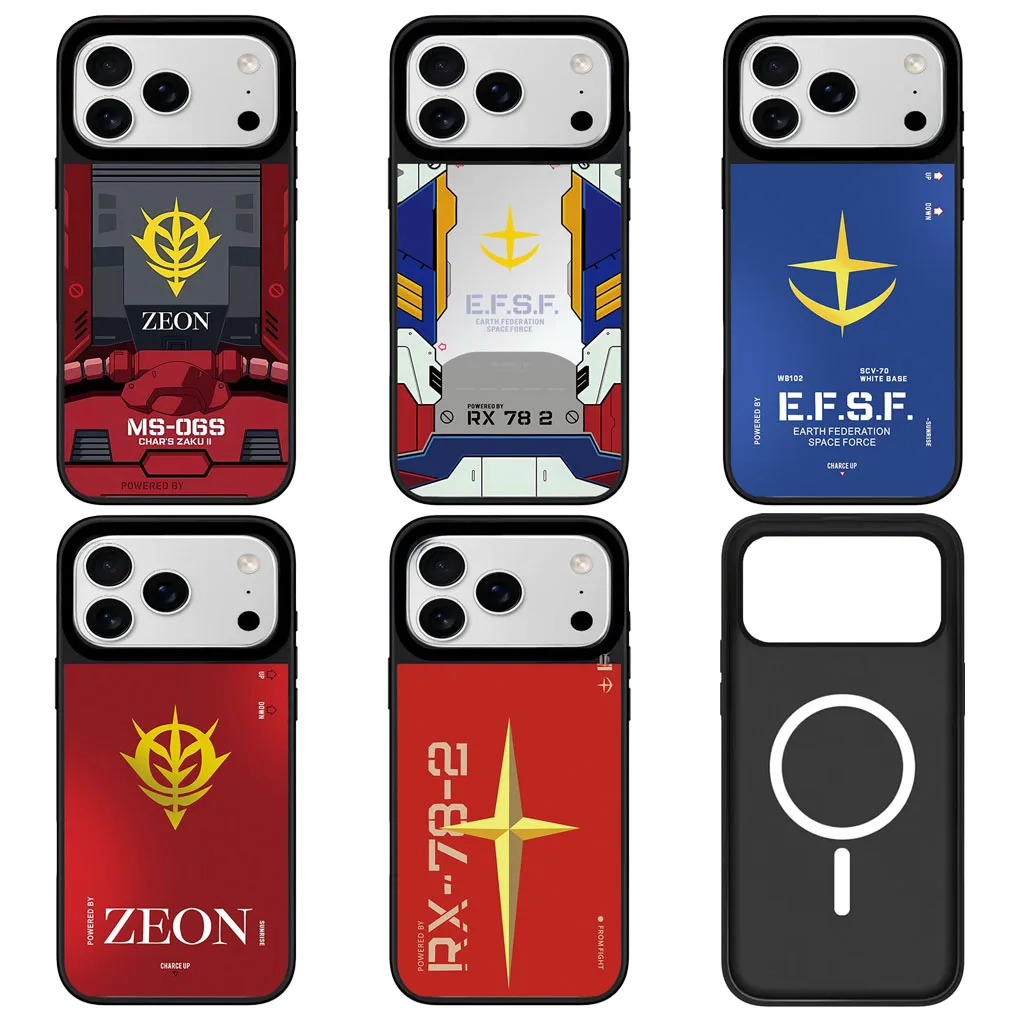 

Anime Robot Mirror Surface Black Border Magnetic Phone Case Cover for IPhone 12 13 14 15 16 17 Pro Max Case