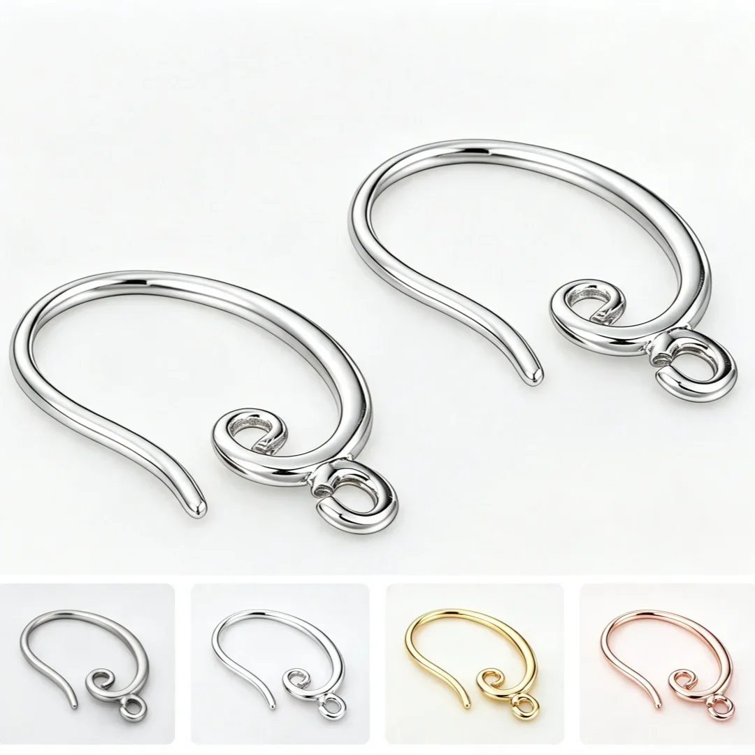 20/50pcs Earring Hooks Plated Brass Earwire with Q Loop Fren Rose Silver