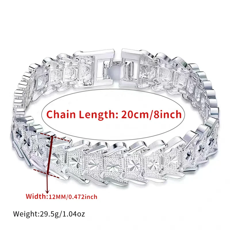 925 Pure Sterling Silver Euro Coin Pattern Bracelet