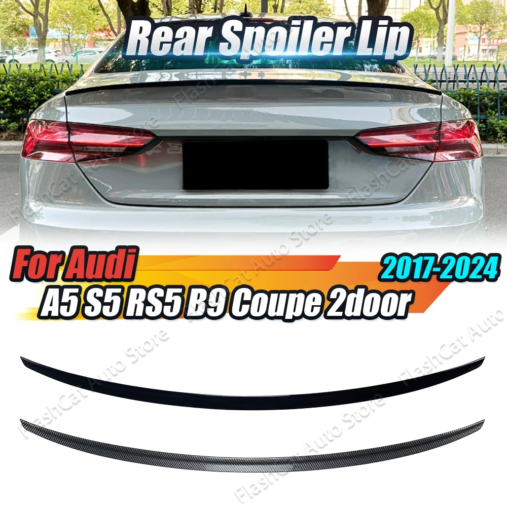 

Rear Trunk Lip Trim Kits For Audi A5 F5 2 Doors Coupe S5 2017-2024 Carbon Fiber Look S5 Style Car Rear Roof Spoiler Tail Wings