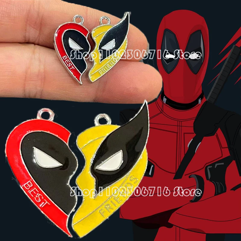 New Anime Deadpool&Wolverine Good Friends Pendant Cartoon Fashion Personalized Keychain Necklace Accessorie Couple Birthday Gift