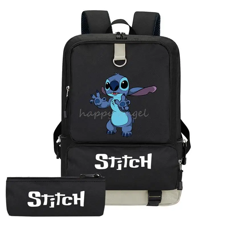 MINISO-mochila de Disney Stitch para hombre y mujer, morral escolar informal para adolescentes, bolsas impermeables para puerta exterior de ordenador portátil, ideal para regalo