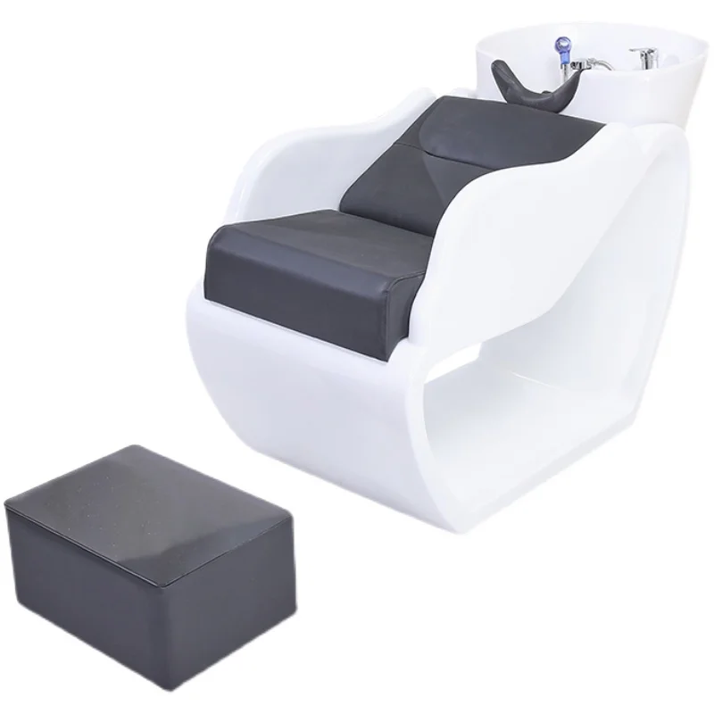 Semi-reclining barbershop shampoo bed hairdresser shop ceramic basin shampoo flush bed hair salon