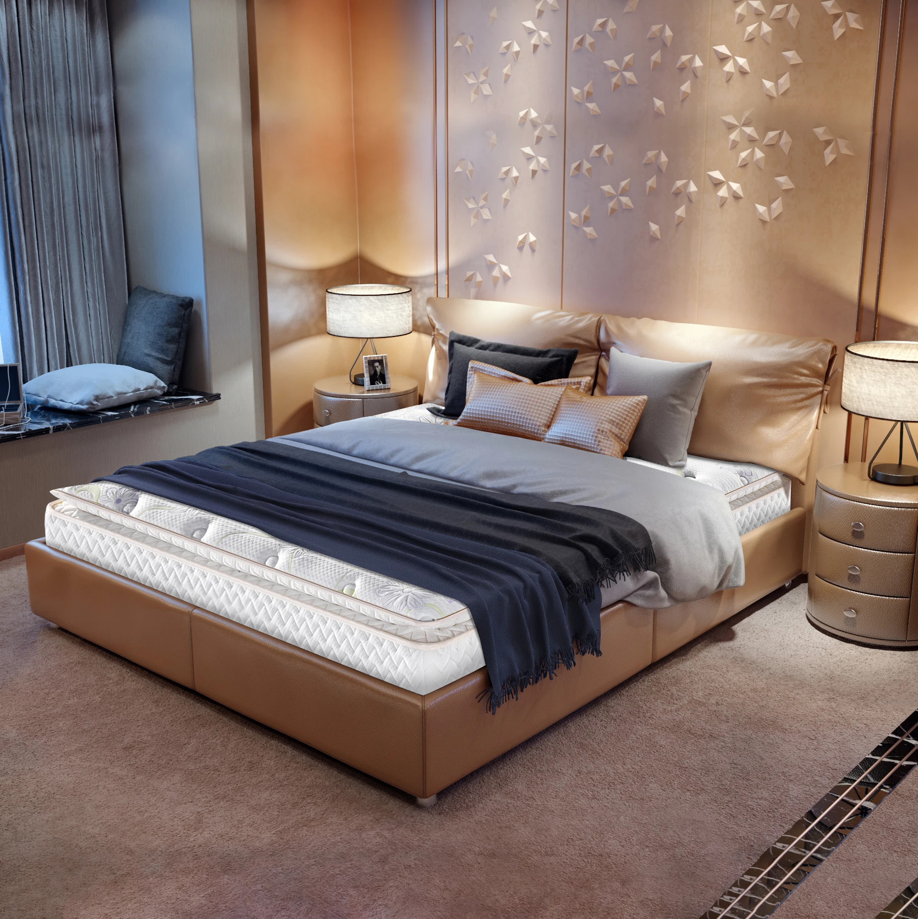 Double Size Hard Mattress Top Quality King Cal King Size Bamboo Pillow Top Pocket Spring Mattress