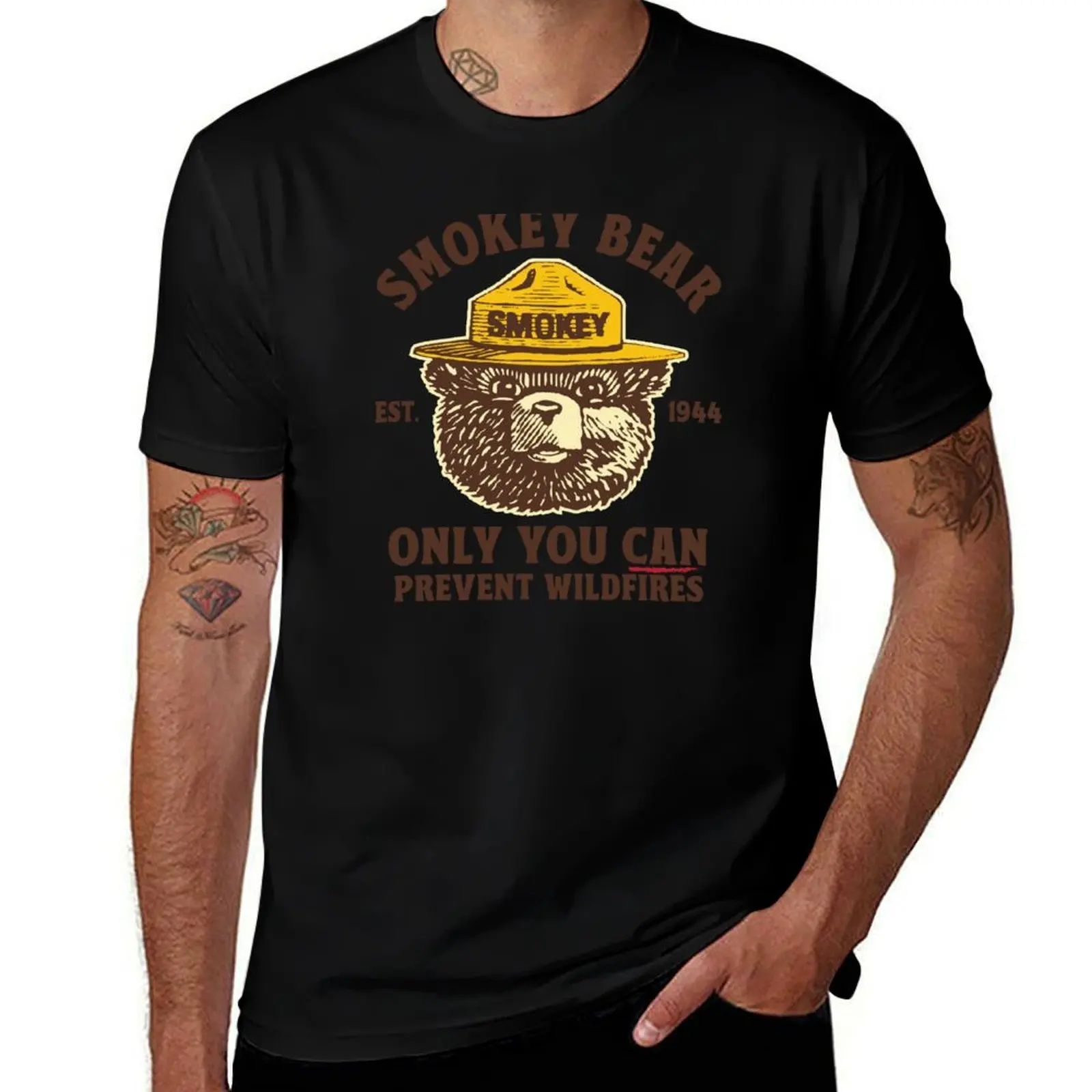 

PREVENT WILDFIRES SMOKEY BEAR T-Shirt vintage kawaii clothes blanks fruit of the loom mens t shirts