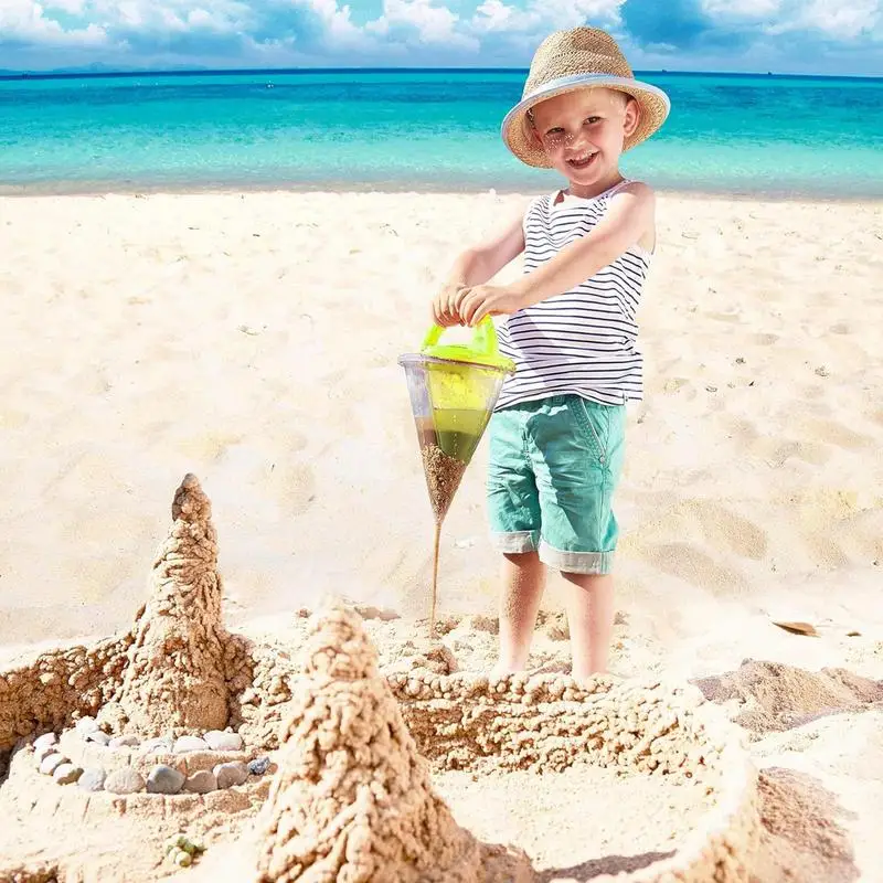 Ferramenta infantil de areia praia, funil de derramamento de água, brinquedos ao ar livre para crianças, verão