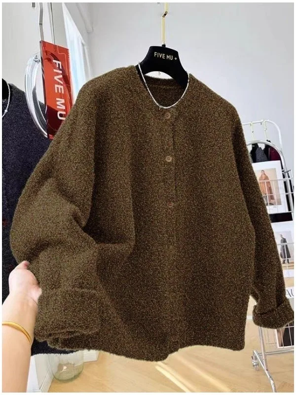 

Мужской повседневный вязаный кардиган большого размера, свободного кроя, удобный, модный, на пуговицах, для осени и зимы