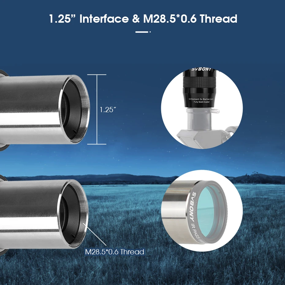 SVbony Zoom-Okular und 2X 4-Element Barlow-Linsenkombination SV245+SV216 für Planetenbeobachtung – Detail 18