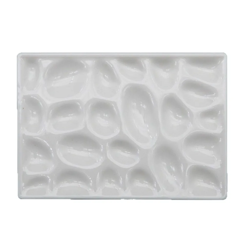 

Multi Compartment Ceramic Paint Palette Reusable Smooth Surface Travel Painting Tray Professional Easy To Rinse