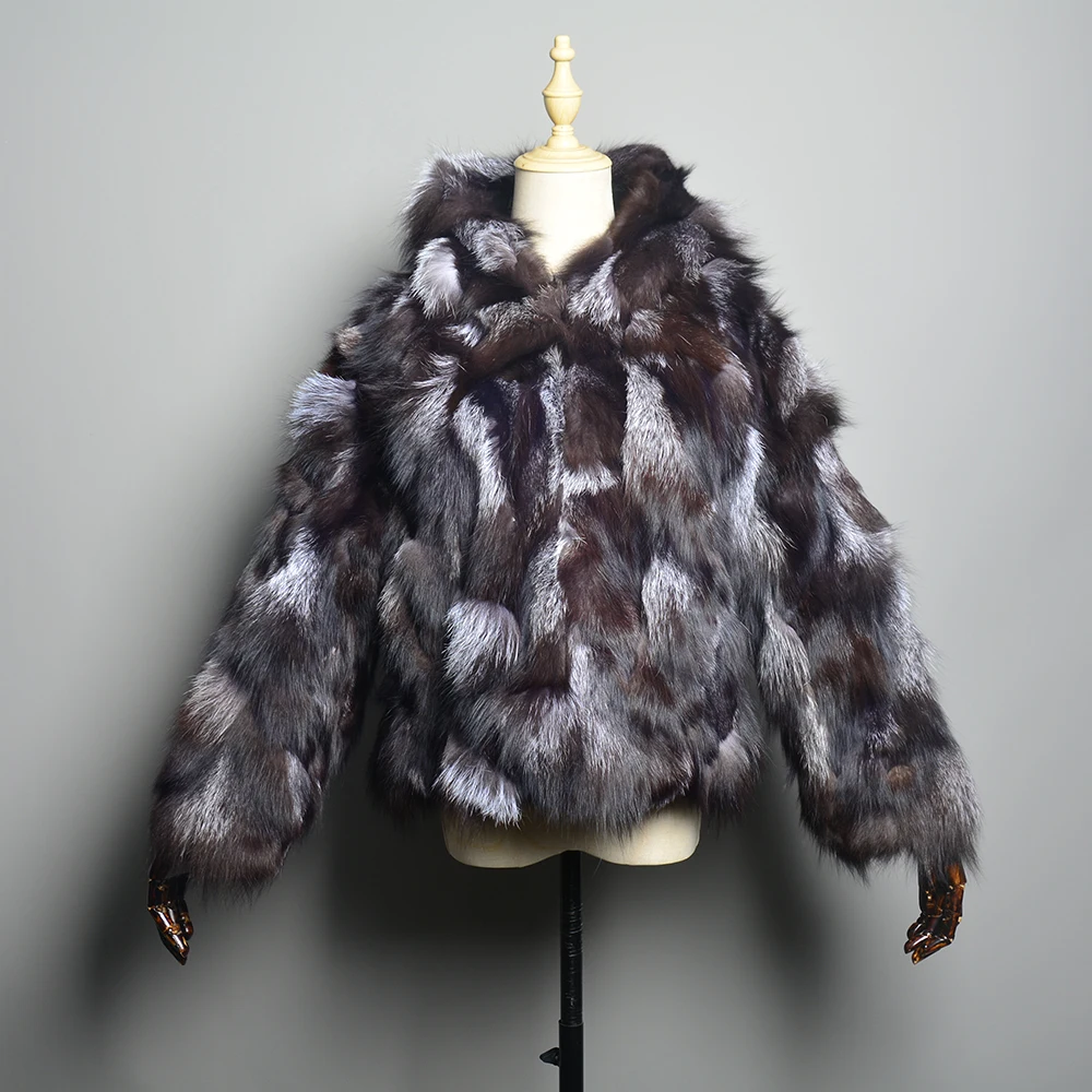 2024 New Winter Women Real Fox Fur Coat 100% Natural Fur Jacket Fox Fur Collar Fashion Luxury Thick Warm Lady Outerwear