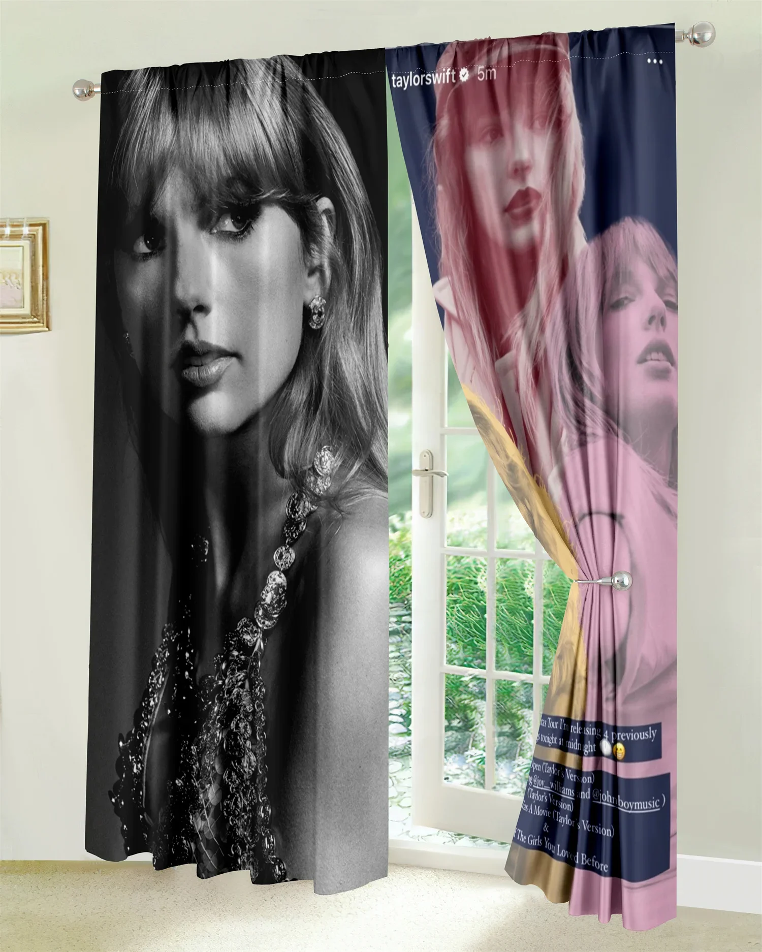 Custom European and American singers star photo printing Drapes Window Curtains for Living Room Bedroom Kitchen 2 Pieces Decor