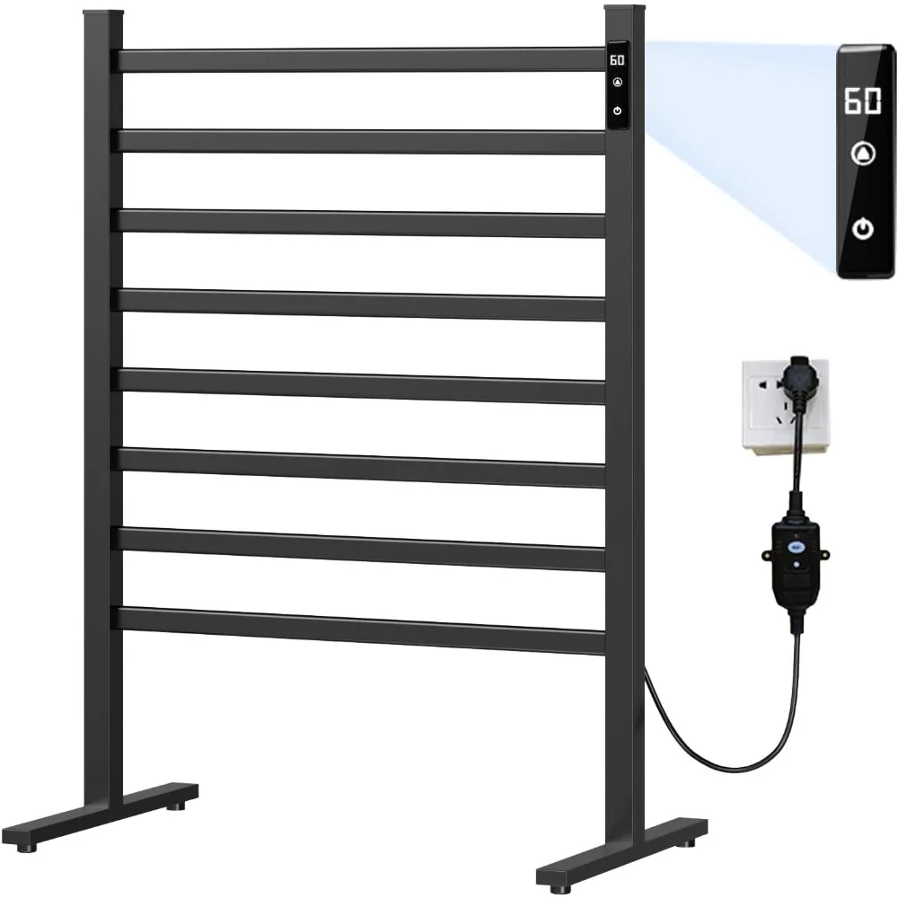 

Towel Warmer Rack with Timer and Temperature Control Electric Heated Freestanding Towel Heater with Overheat Protection