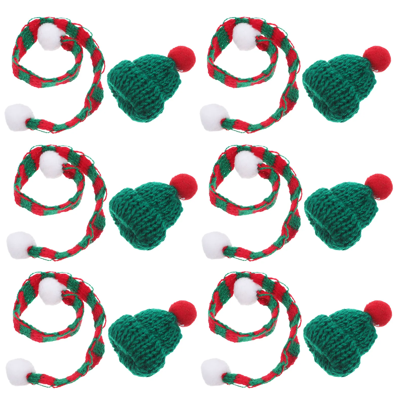 

20Pcs Mini Christmas Knitting Hats Set Mini Knit Scarves for Xmas Craft Decorations Handmade Xmas Hat Accessories Holiday DIY
