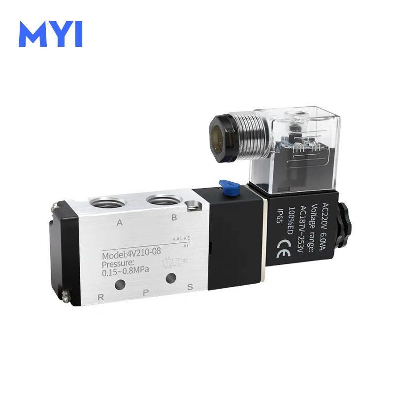 4V110 4V210 4V310 Pneumatic Electric Solenoid Valves 5 Way 2 Position Control Air Gas Magnetic Manifold Valve Group Set