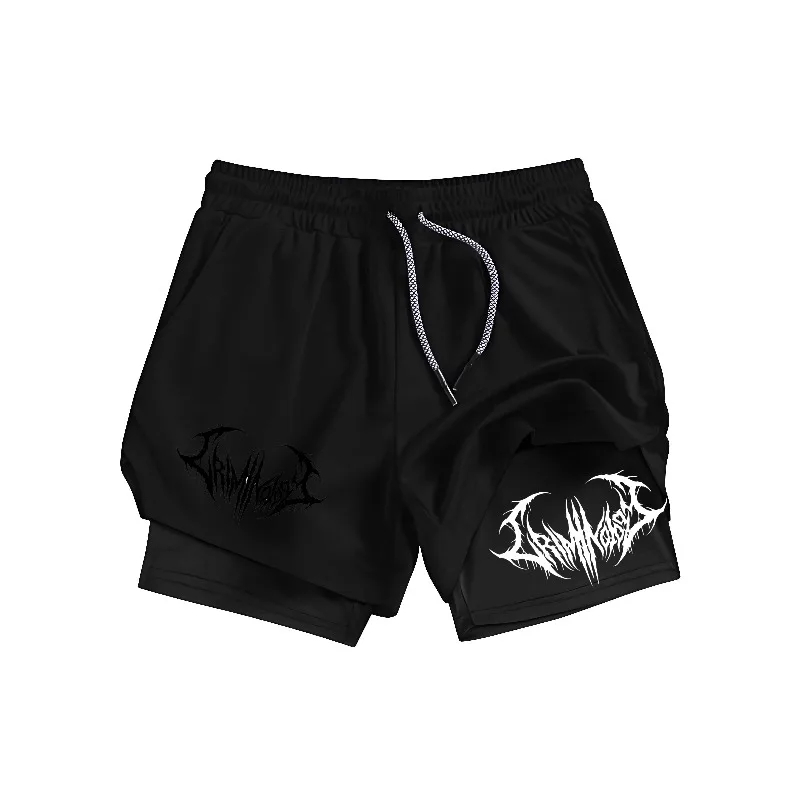 Men's Fitness Sports Shorts Summer New Style Fitness Running Mesh 2-in-1 Printed Sports Shorts