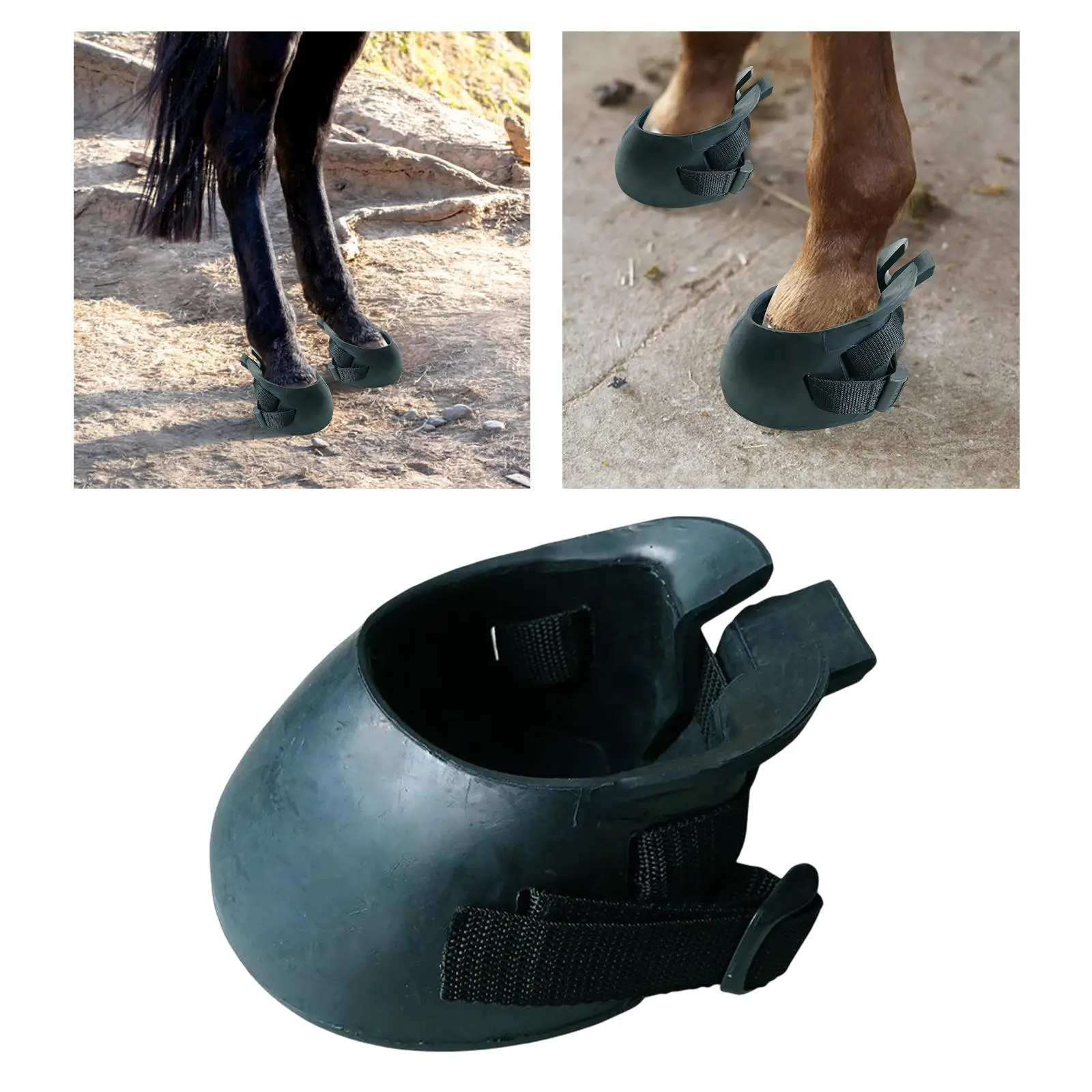 Horse Hoof Boot Professional Rubber Sturdy Thick Nonslip Hoof Protection Boot for Jumping Equestrian Riding Training Attachment